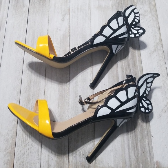 Jojo Cat Shoes - Sz 7 Jojo Cat Monarch Butterfly Heels Yellow Black